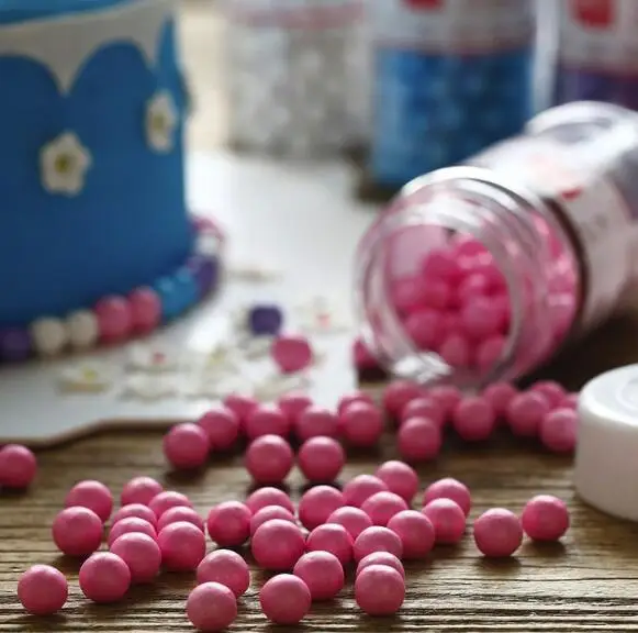 L Pink 1 бутылка различных бусин съедобный жемчуг сахарный шар помадка выпечка торта DIY силикон для украшения с помощью сахара конфеты fimo глина 70 г-85 г ZXH - Цвет: L Pink