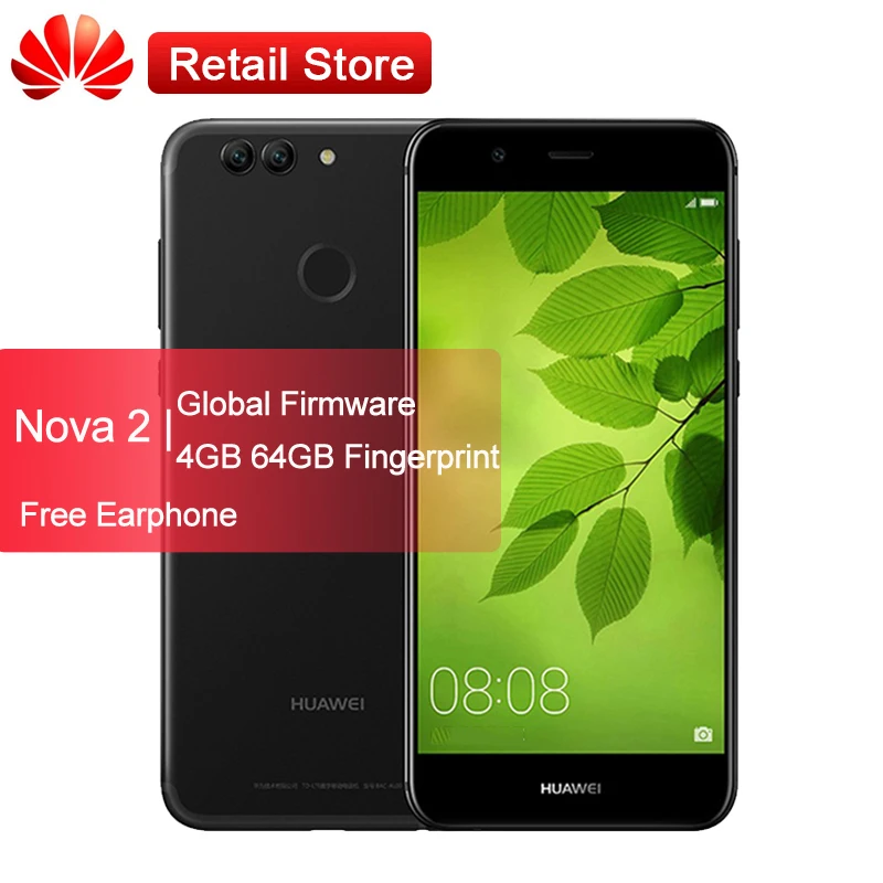 Глобальная прошивка huawei Nova 2 мобильный телефон 4 Гб 64 5 0 ''kirin 659 Octa Core 3 камеры Две