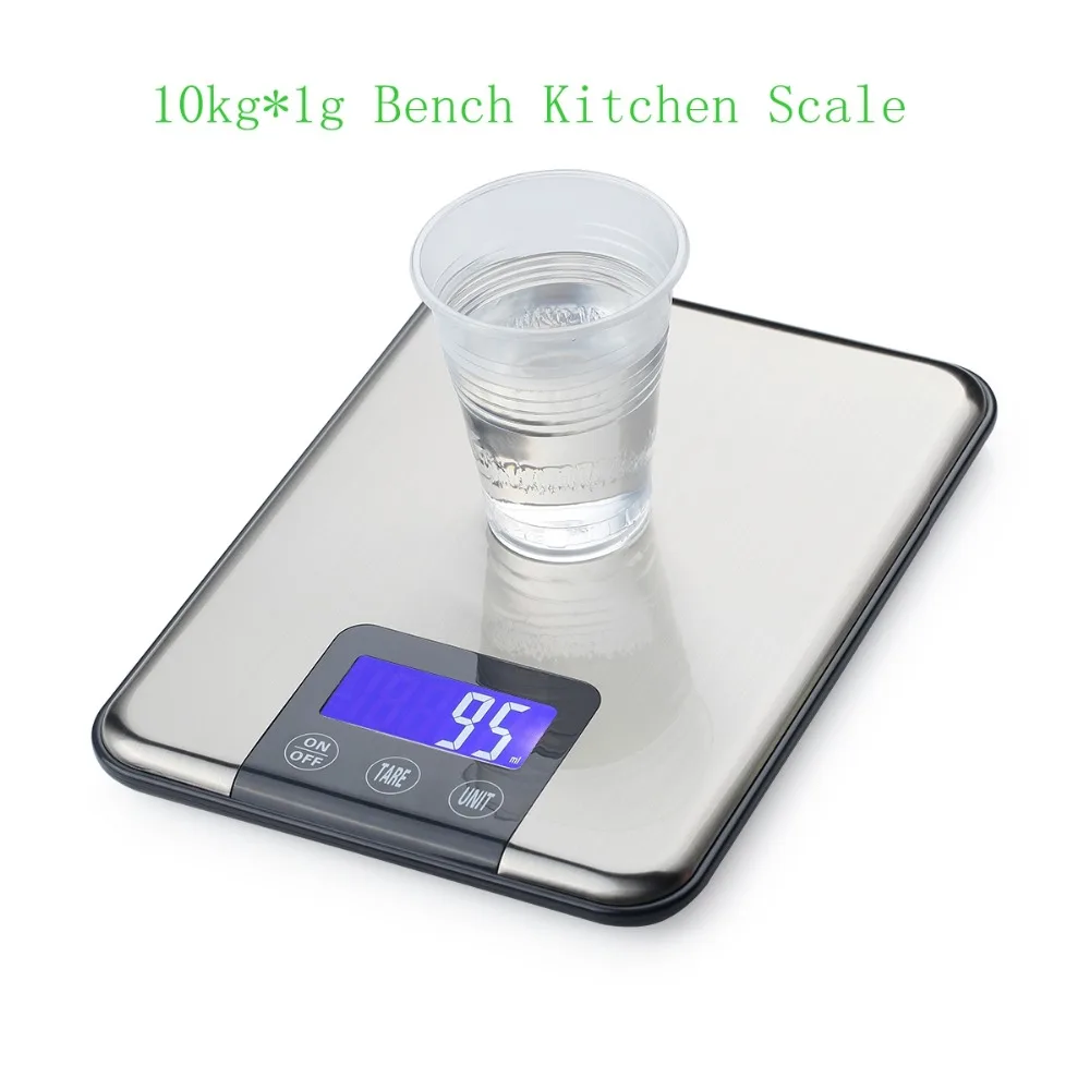 

10kg 1g Slim Stainless Steel Digital Scale 10KG Electronic Diet Food Kitchen Scales Touch Grams Weight Balance Blue Backlight