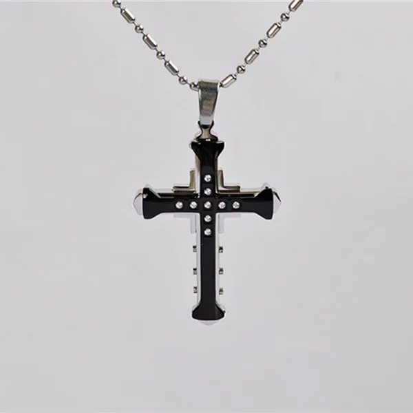 Мужской кулон с крестиком ожерелье из нержавеющей стали золотого и черного цвета