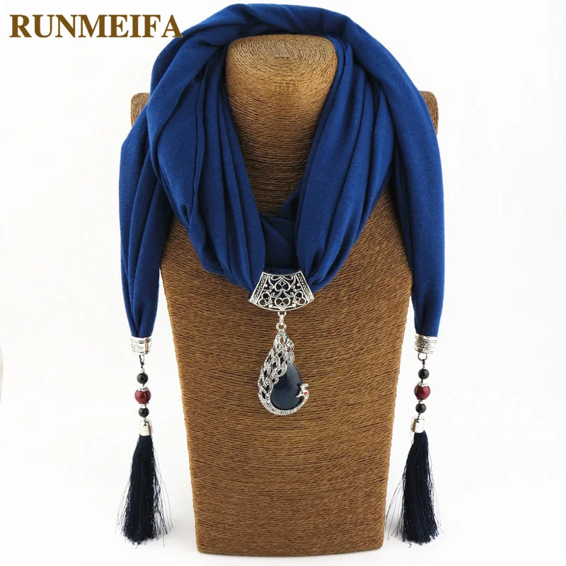 RUNMEIFA, многостильное ювелирное массивное ожерелье, кулон, шарф, женский шейный платок в богемном стиле, Женские аксессуары, хиджаб, магазины