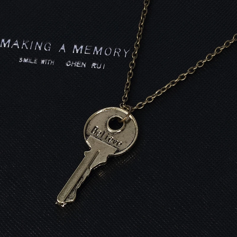 Модные Винтажные очаровательные ожерелья Believe Key двойные буквенные верующие