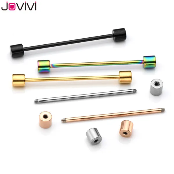 Jovivi 14 г нержавеющая сталь круглый Топ шпильки 37 мм Длинные Промышленные ушные штанги хрящевая спираль-раковины бар серьги гвоздики пирсинг - Окраска металла: Mixed Color Set