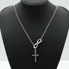 Витой посеребренный сплав простой посеребренный свисающий крест ожерелье для женщин ювелирные изделия