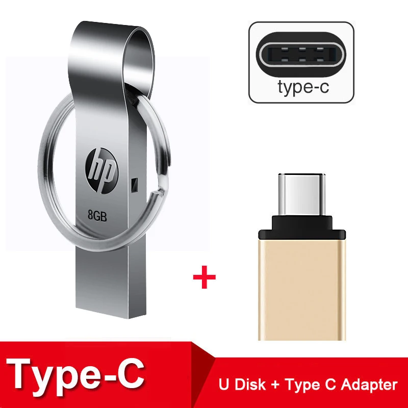 v285w plus Type-C hp брелок флэш-диск 8 Гб металлический флэш-накопитель карта памяти v285w Cle USB DIY заказной дропшиппинг ручка-накопитель 8G - Цвет: v285w plus Type-C