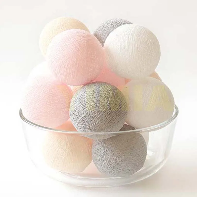 YIMIA серый/розовый/бежевый/белый Хлопковый шар светодиодный сказочные огни для