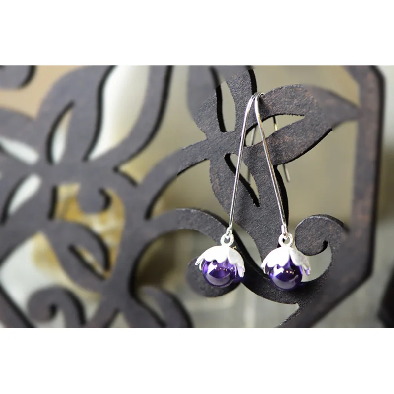 Настоящее серебро 925 ювелирные изделия Длинные серьги натуральный драгоценный