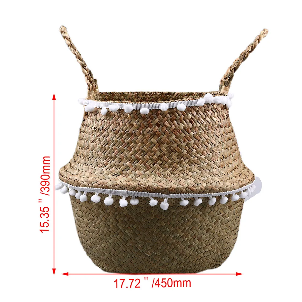 39x45cm-XXXL Плетеная корзина из водорослей складные цветочные горшки для выращивания тканые грязные корзины для белья корзина для фруктов корзина для хранения игрушек домашний декор - Цвет: 39x45cm-XXXL