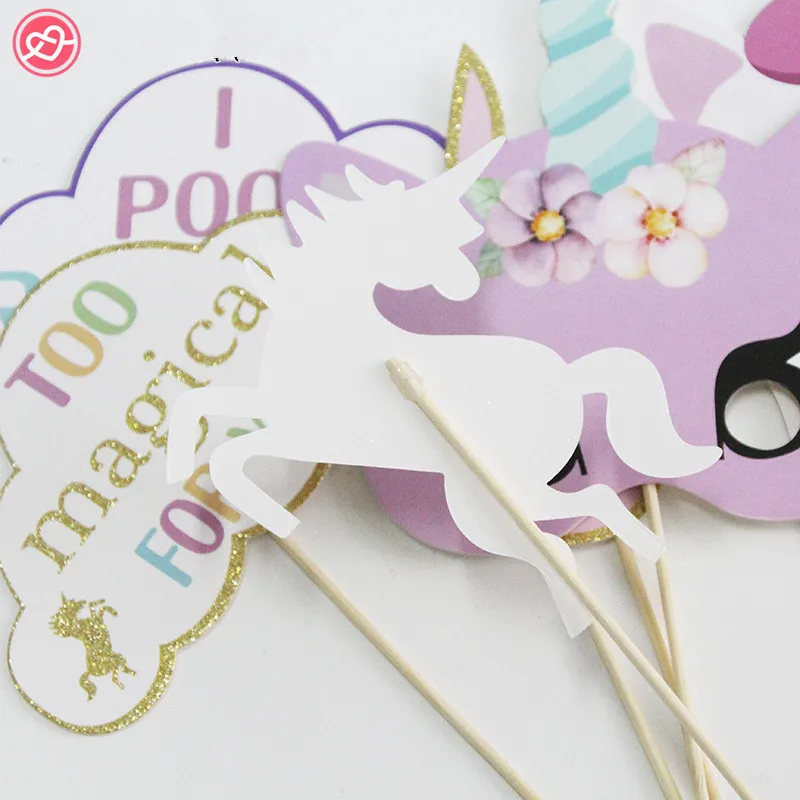 26 шт. DIY Единорог Photo Booth Реквизит с бумажные соломинки палка Ремесла день рождения