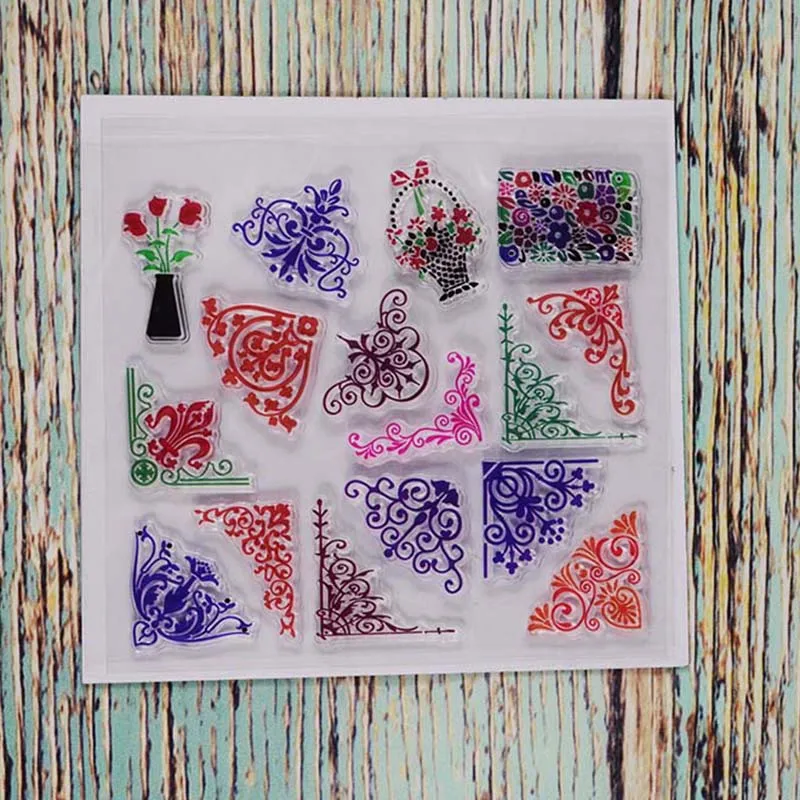 Кружевная угловая ваза с цветами прозрачная печать для сделай сам