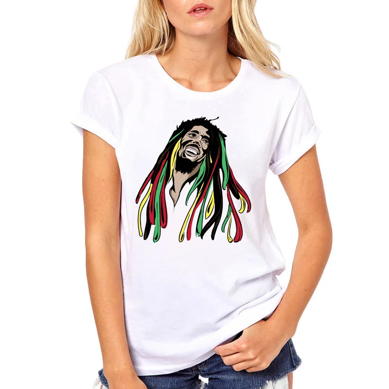 Мужская и женская футболка bob marley летняя белая для мужчин одежда рок hio хоп регги
