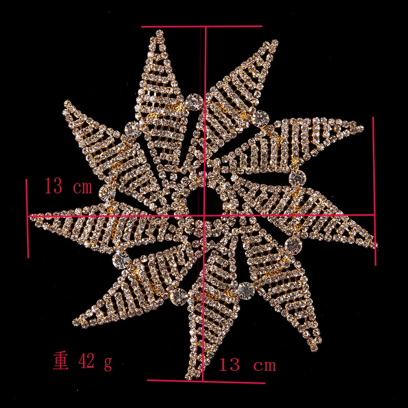 13*13cm Gold And Silver Colour Polygon Crystal DIY Wedding Evening Dress Sewing On Rhinestone Applique | Дом и сад