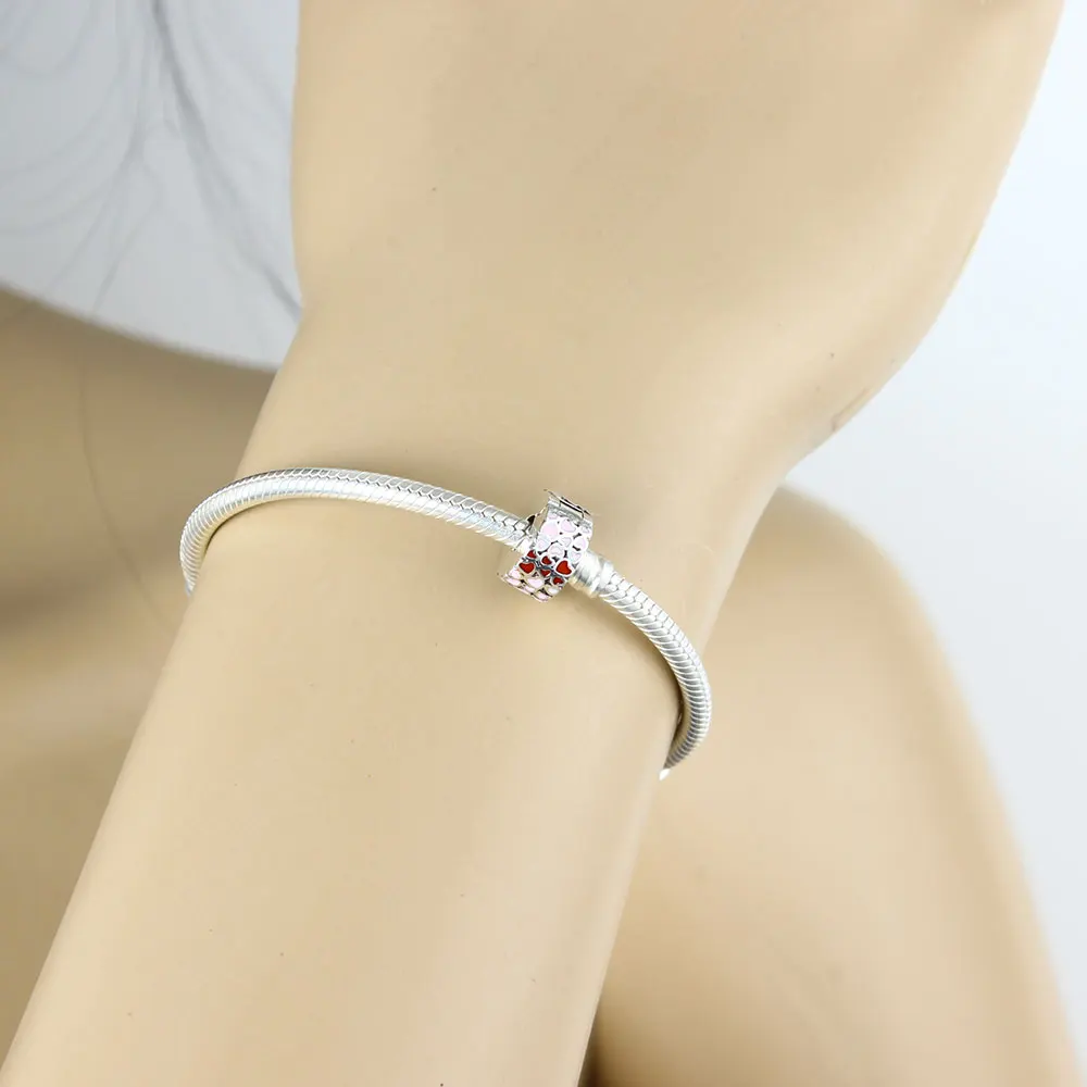 Микс CZ Эмаль сердце Микки клипса Пробка шарик подходит Pandora талисманы браслет 925 пробы серебряные ювелирные изделия для женщин подарок браслет