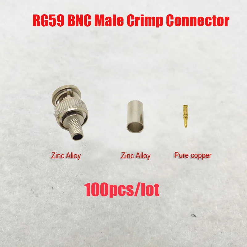 Обжимной штекер NOVOXY BNC для коаксиального кабеля RG59 разъем Q9 3 шт.|bnc male crimp plug|male
