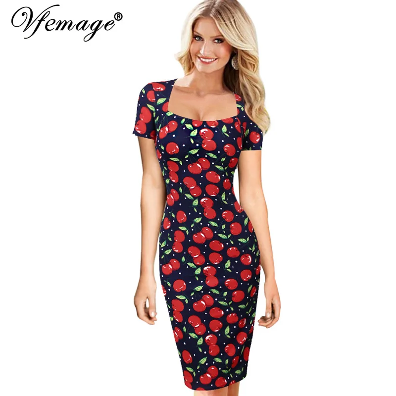 Женский vfemage элегантный винтажный цветочный принт с квадратным вырезом Pinup
