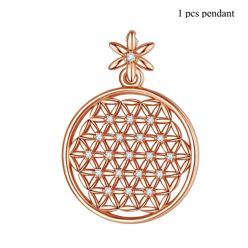 only pendant-r Юдора 925 серебро розовое золото/серебро цвет цветок жизни кулон ожерелье с Cz семя жизни ожерелье s ювелирные изделия D419 - Окраска металла: only pendant-r