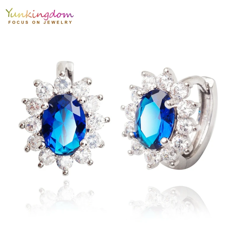 Yunkingdom модные серьги кольца с синим кубическим цирконием для женщин ювелирные