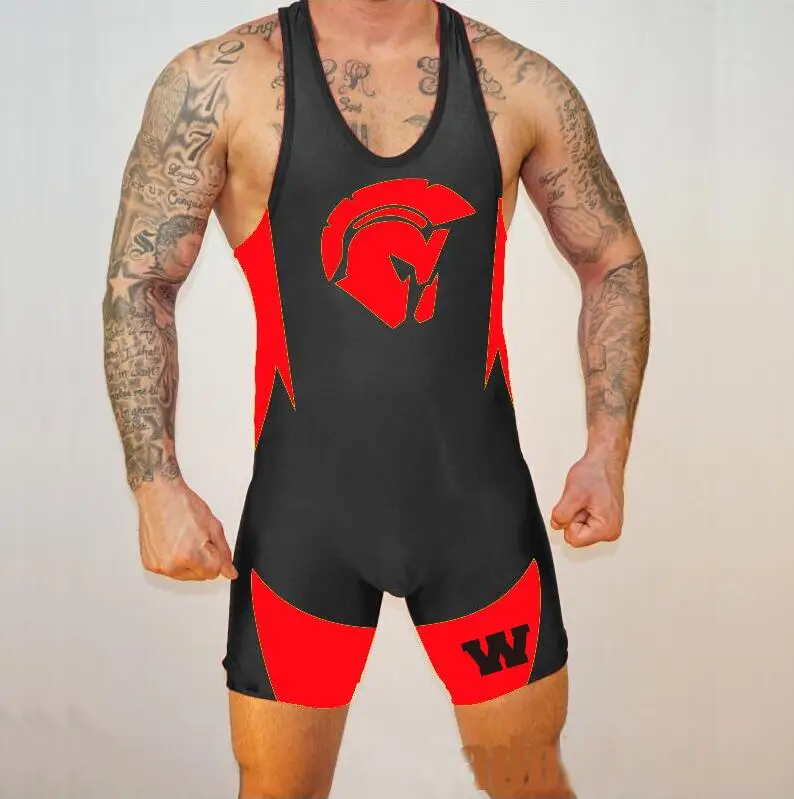 Мужской борец воин шлем плотный костюм цельный майка молодежная одежда для