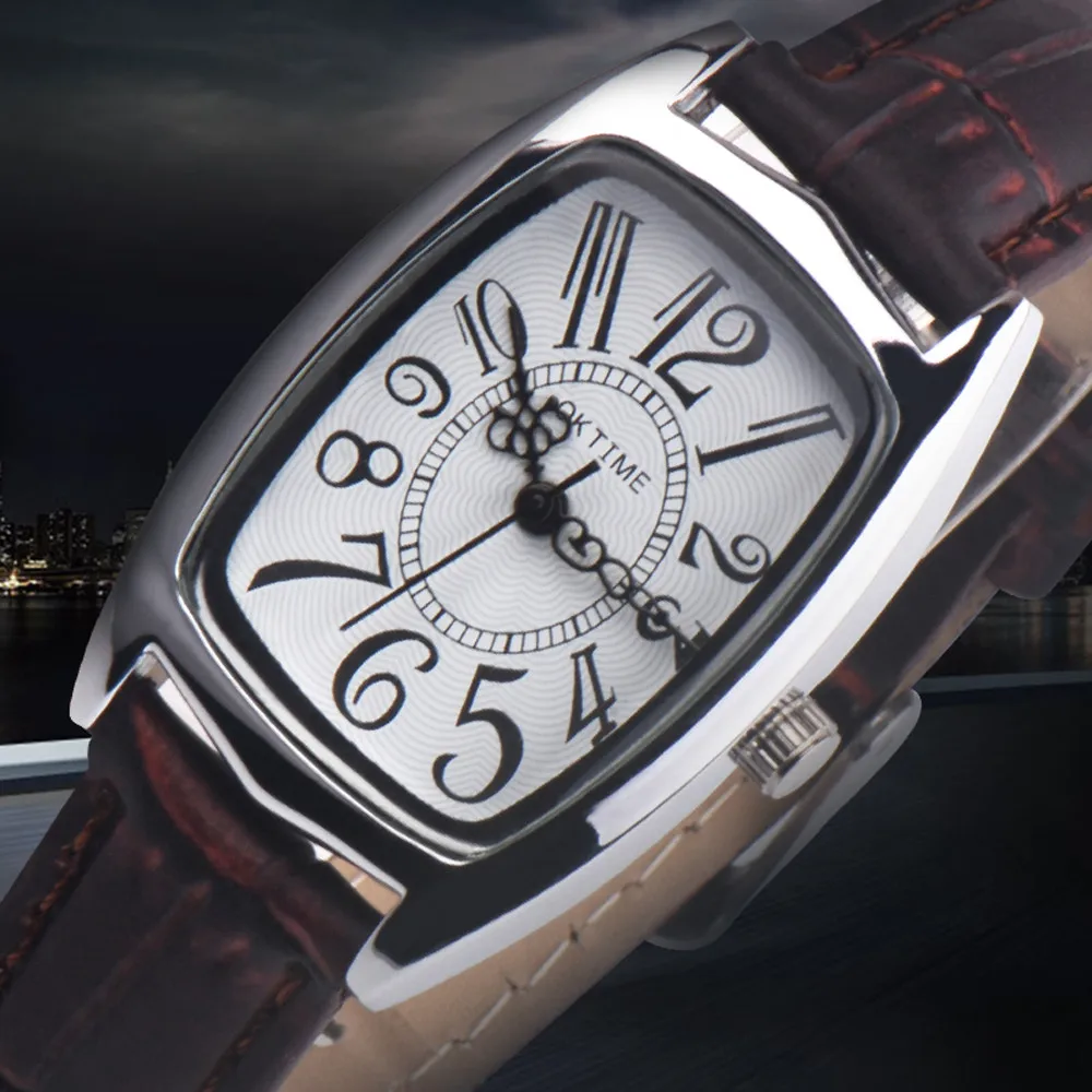 Возраст девушка Gmt модные шикарные Retangle женские часы Овальный Кожаный ремешок