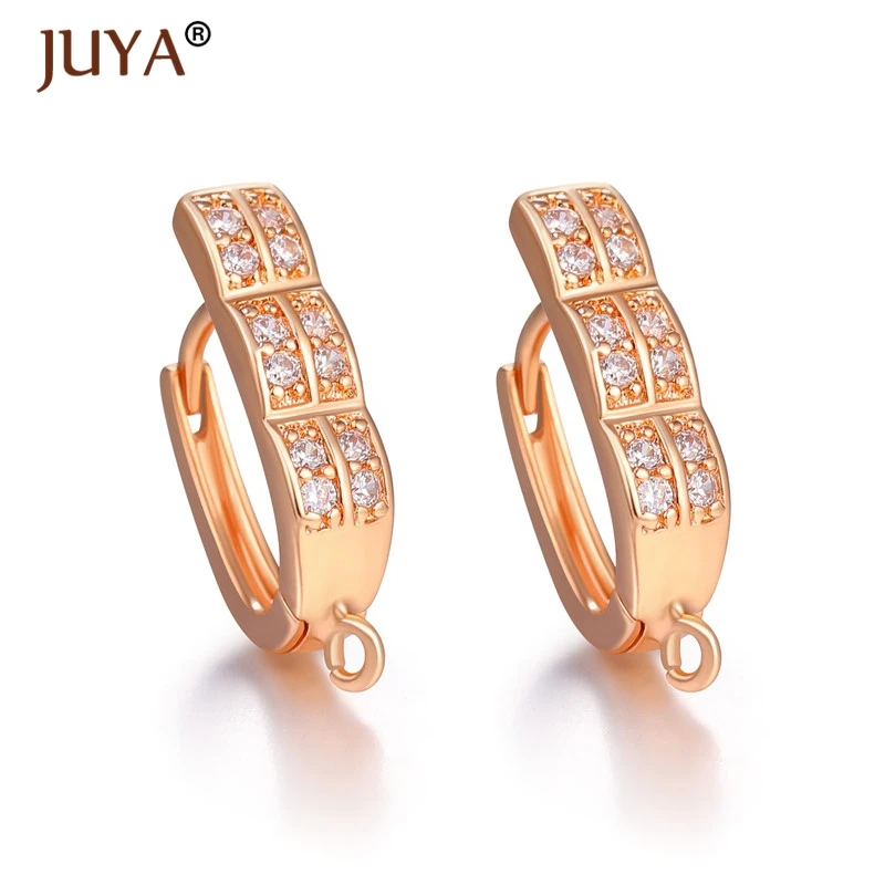 rose gold Творческий AAA кубический цирконий серьги набор рыболовных крючков для сережек делая левербэк застежки-крючки для серег компоненты DIY ручной работы - Цвет: rose gold