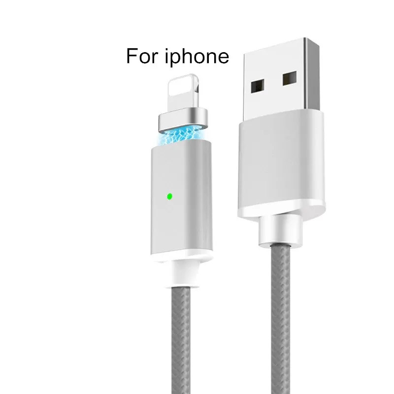 Silver for iphone Магнитный кабель Vanniso Micro USB 2A, кабель для быстрой зарядки для iPhone XS X XR 8 7 samsung S8 type C, магнитный кабель для мобильных телефонов - Цвет: Silver for iphone