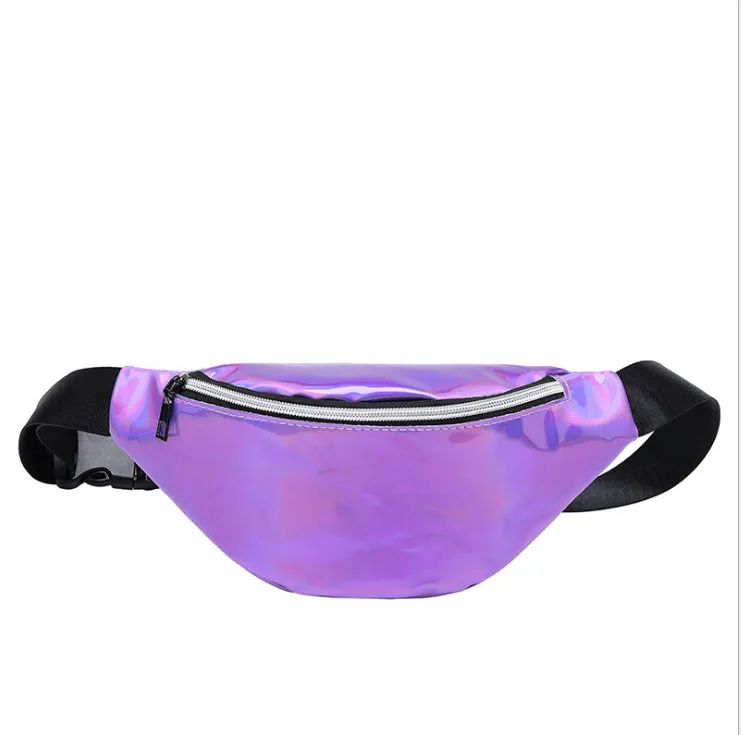 5 Laser Waist Packs Bags Women Pure Color Fanny Pack Female Belt Bag Black PVC Waist Packs Laser Chest Phone Pouch - Цвет: 5