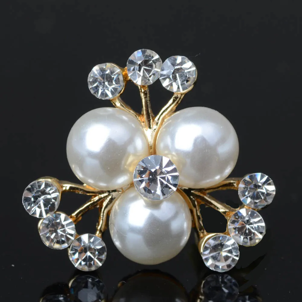 

10pcs/lot Pearl Gold Buttons Flatback Embellishment for Craft DIY Hair Bow Bridal Bouquet Metal Decorative Jewelry Accessories