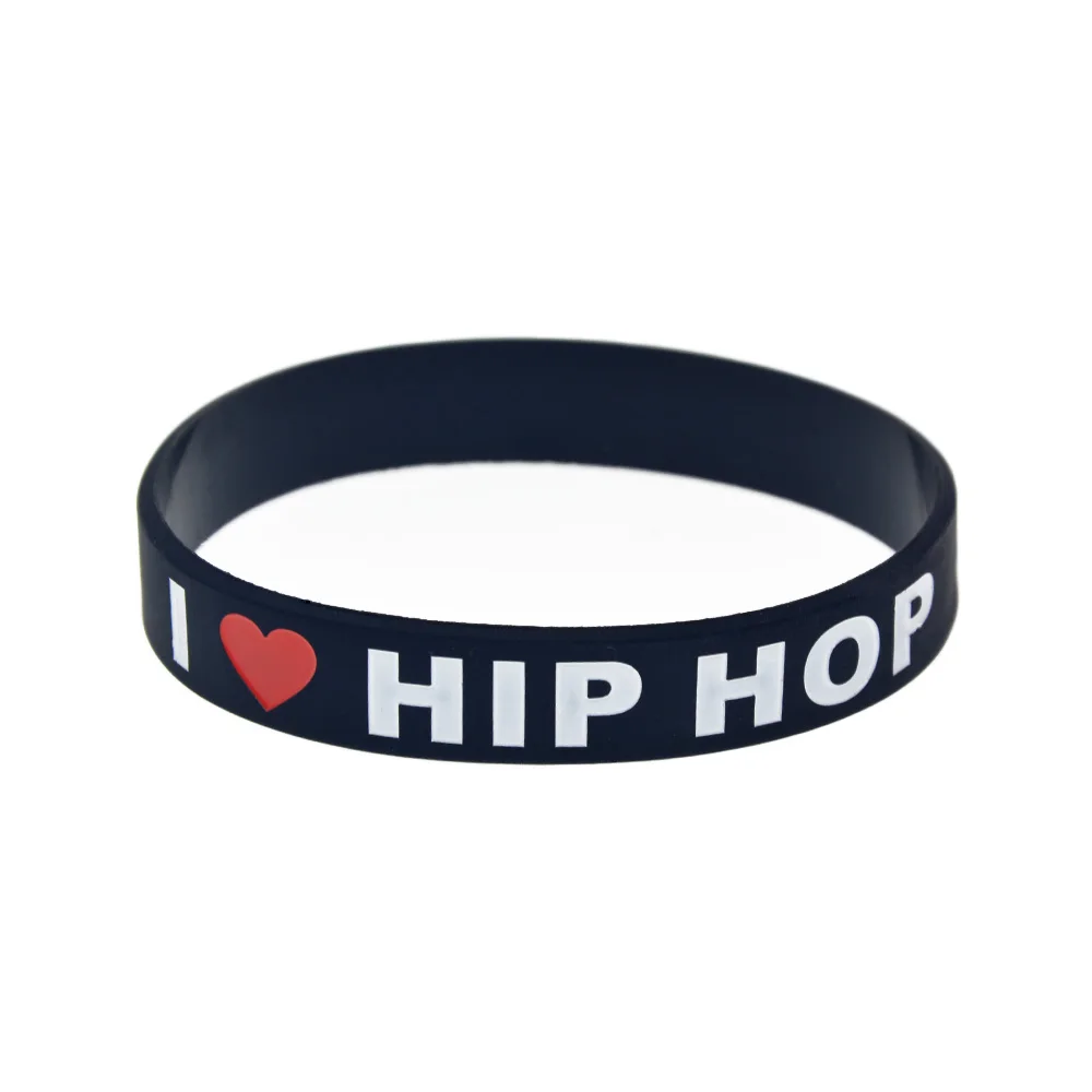 1 шт. ансамбль &quotI Love Hip Hop&quot Силиконовый браслет Черный и белый для фанатов