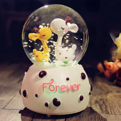 12*9 см милый жираф пара снежный шар стеклянная музыкальная шкатулка в виде