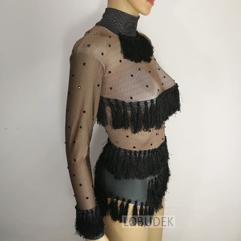 Женское боди с блестящими Стразы черное высокой эластичностью и яркими