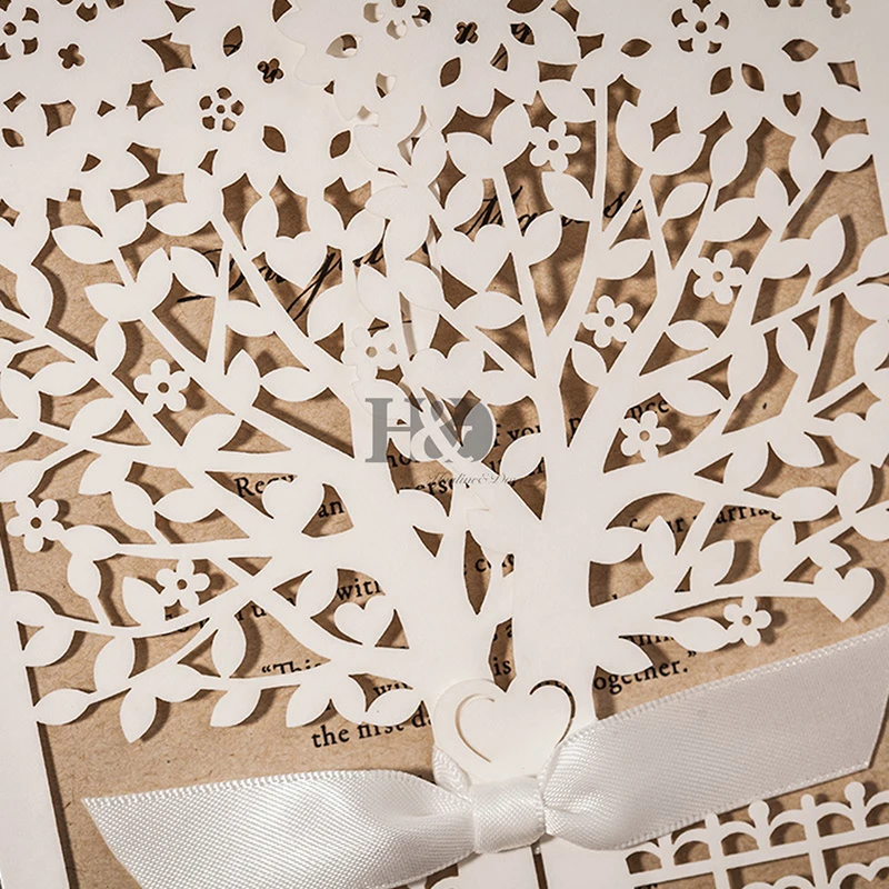 Набор свадебных приглашений H &amp D в деревенском стиле с лазерной огранкой и