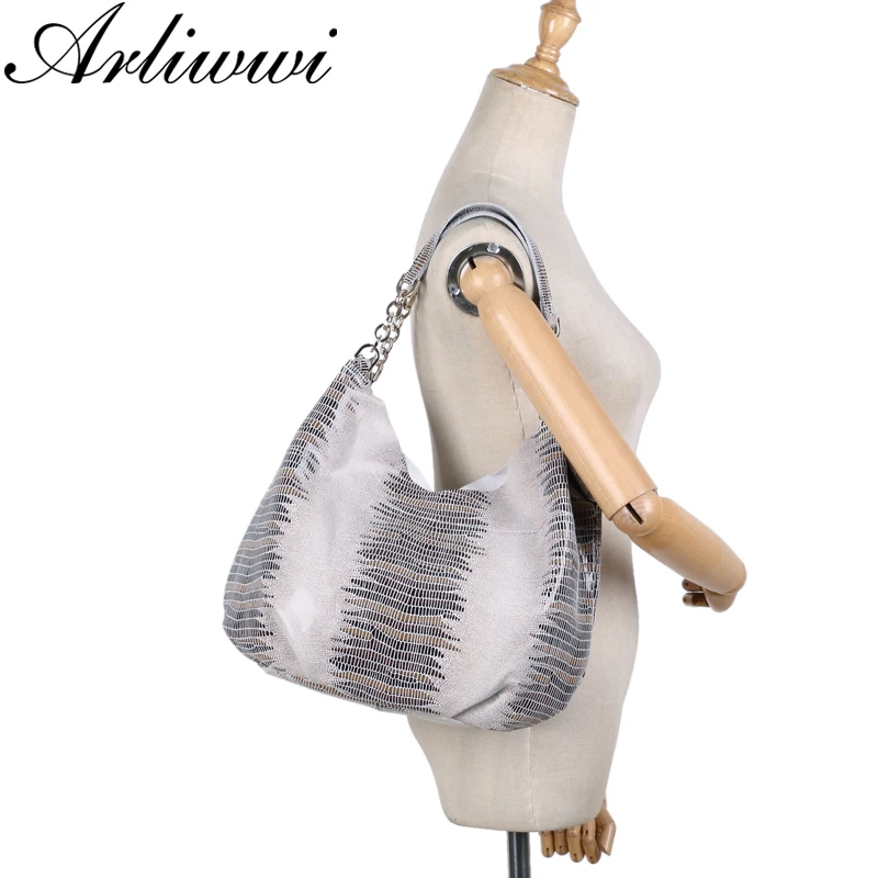Arliwwi дизайнер Bolsas Feminina Змеиный принты блестящие высокое качество из натуральной