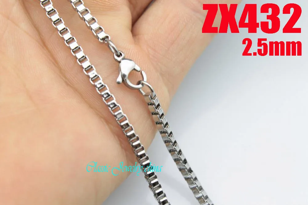 

Цепочка Из Нержавеющей Стали ZX432 для мужчин и женщин, модное квадратное ожерелье с цепочками по бокам, ювелирные изделия, длина 2,5 мм, 20 шт.
