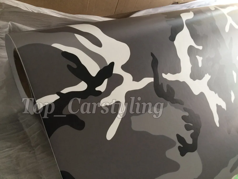 1 52x20 м Арктическая черная серая камуфляжная виниловая Автомобильная наклейка