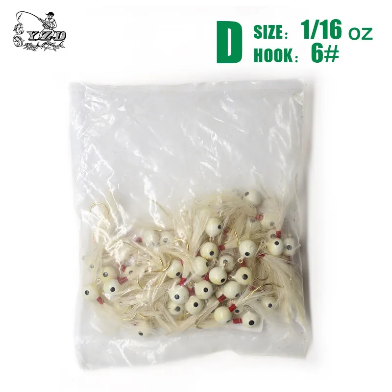 D 50 шт. МИКРО ДЖИГ голова Sunfish приманки шариковая свинцовая головка crappie джиг Крючки перо джиг пресноводная утонченность рыболовные наживки наборы - Цвет: D