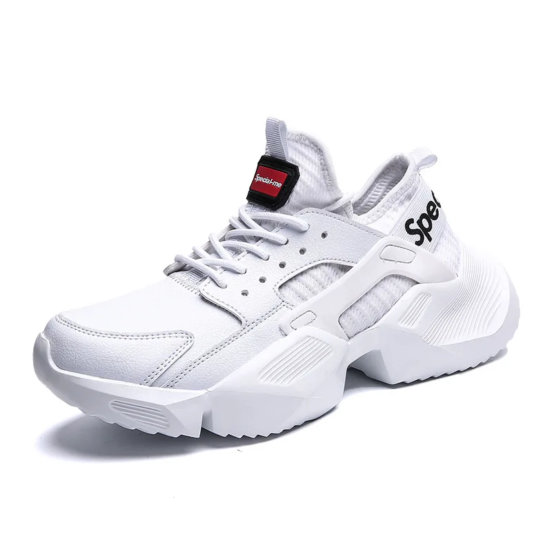Fashion Casual Shoes Men Spring Autumn Leather + Mesh White Chunky Sneakers High Tops Brand Designer Height Increasing | Обувь