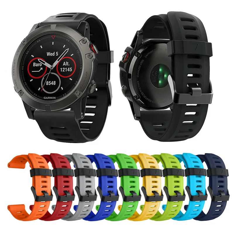 Для Garmin Fenix 5X5 5S Plus 3 3 HR 26 22 20 мм ремешок для часов быстросъемный силиконовый легкий ремешок