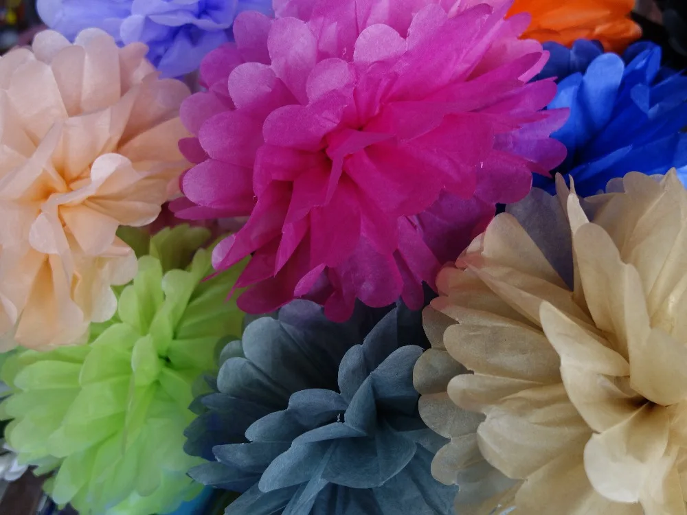 4 &quot6&quot 8 &quot(10 см 15 20 см) 30 шт./лот папиросная бумага Pom Poms разноцветные цветочные