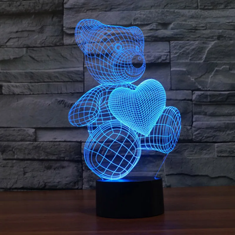 Креативный 7 видов цветов потрясающая Оптическая иллюзия 3D Мишка Тедди 3