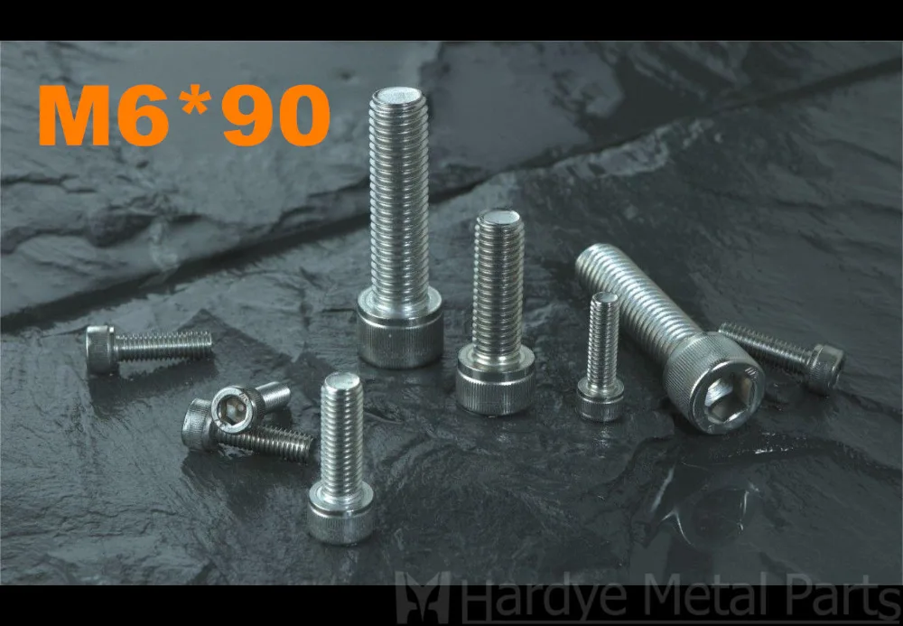 

100pcs/lot DIN912 M6*90 Stainless steel hexagon socket cap screw Cup head screw Cylindrical head stripe screw Micro screw