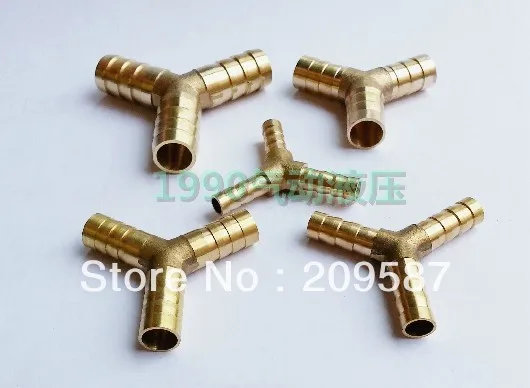 

5pcs 3 ways 10mm BSP Y House Barbed Connection Pipe Brass Coupler Adapter