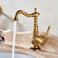 antique brass bathroom faucet basin mixer taps cold hot water deck mounted single handle antique style