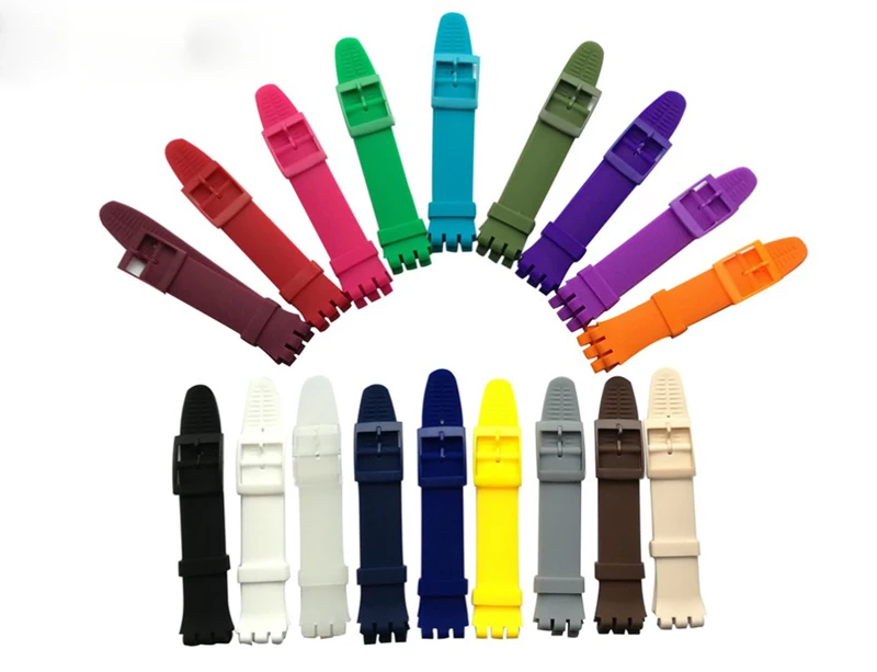 Silicone strap men's watch accessories for SWATCH17 mm 19 mm rubber strap women's sports waterproof watch band