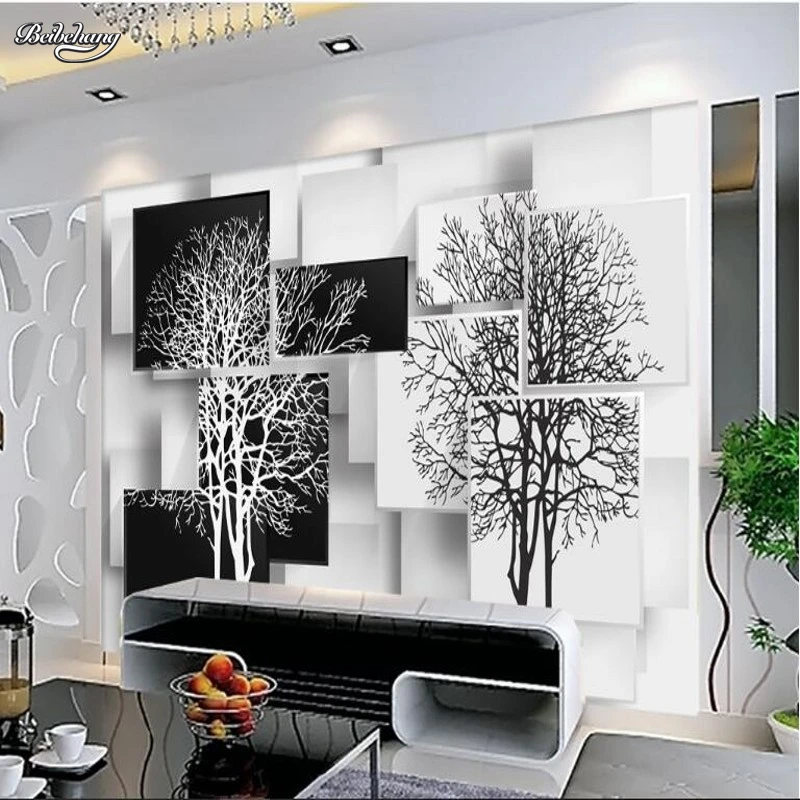 Beibehang пользовательский Большой Свежий Простой Черный Белый фон для телевизора с