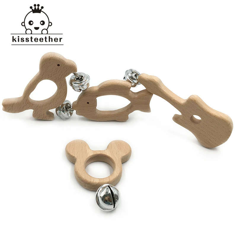 Деревянный Прорезыватель ручной работы игрушка в форме гитары для прорезывания