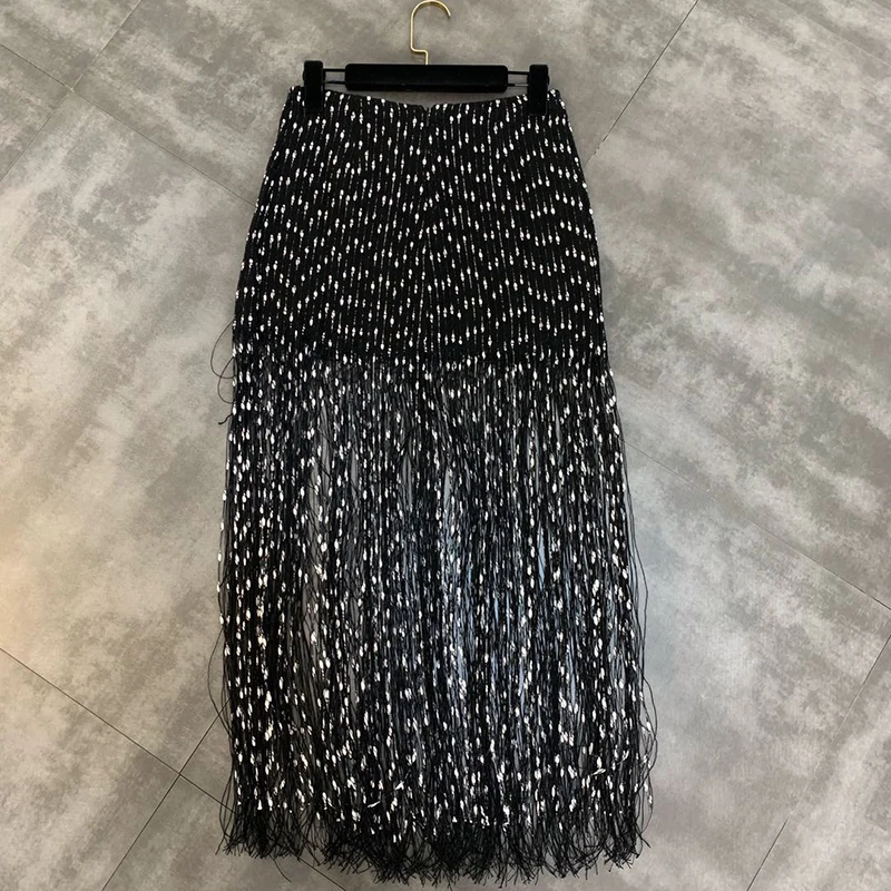 Высокое качество Мода 2019 дизайнерская юбка с рюшами Женская кисточками | одежда