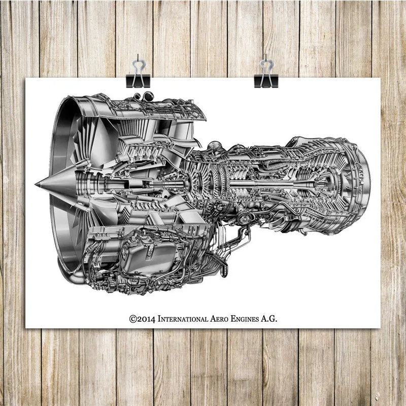 Винтажный постер схема конструкции самолета двигателя украшение дома настенная