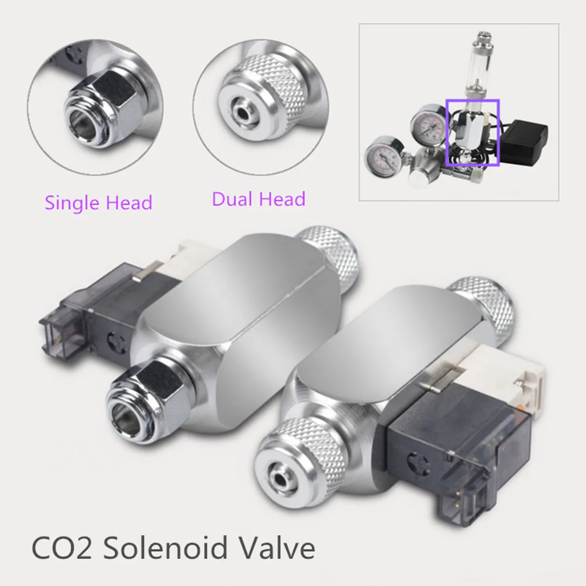 0 4 Вт Один Dual Head CO2 аквариум Магнитная электромагнитный клапан Низкая Температура