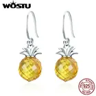 Женские Висячие серьги WOSTU, из стерлингового серебра 925 пробы, с ананасовым желтым кристаллом, ювелирные изделия в подарок, CQE265