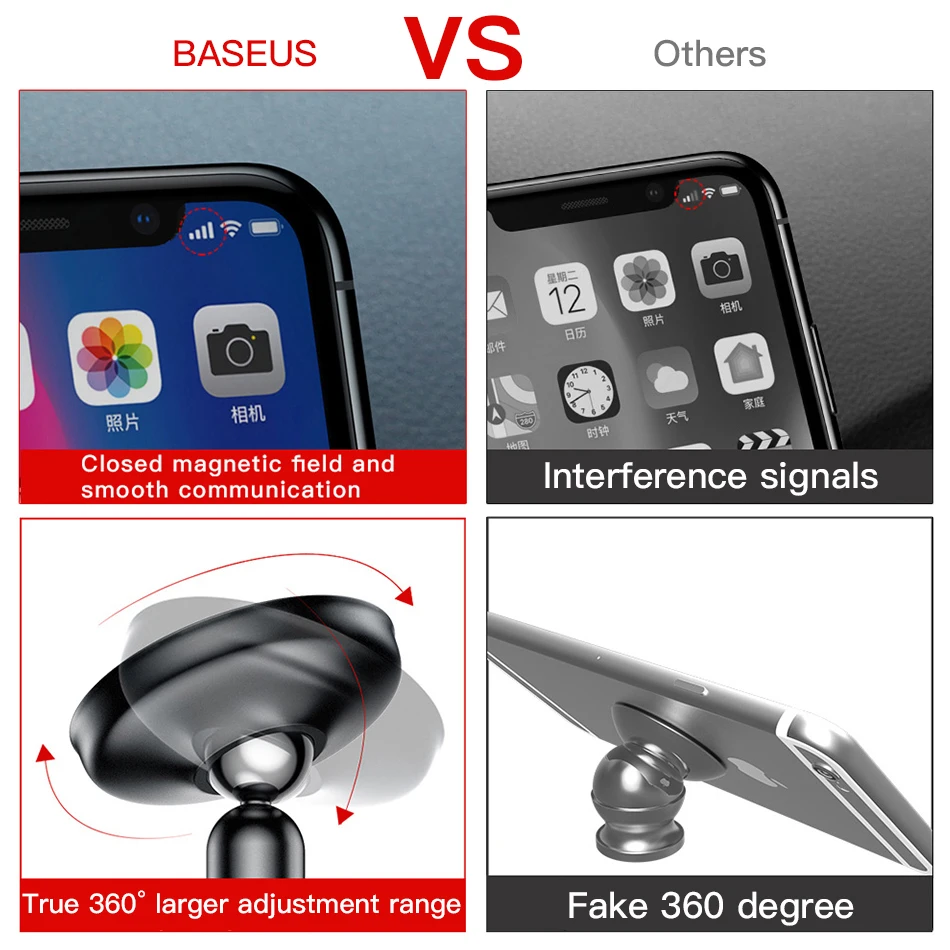 baseus universal car holder for mobile phone holder stand in car mount phone holder for car 360 degree magnetic car phone holder free global shipping